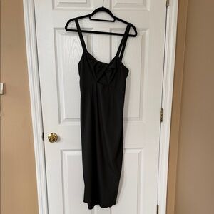 GreenWomen's Slip Dress - Elegant Strappy Midi with Twist Front